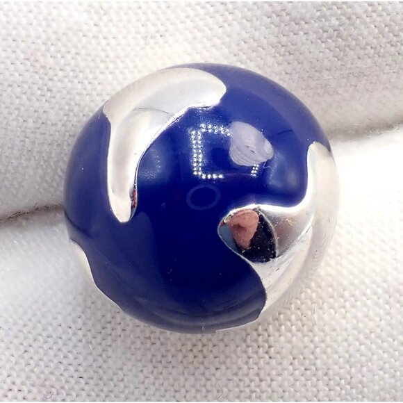 Vintage Louis Vuitton 18k White Gold Enamel Globe World Diamond Charm Pendant - Picture 8 of 10